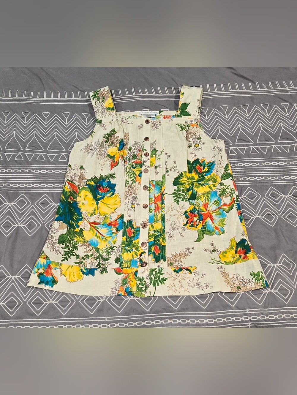 Van Heusen Studio Linen Blend Floral Tank Top Size XS - Picture 1 of 6